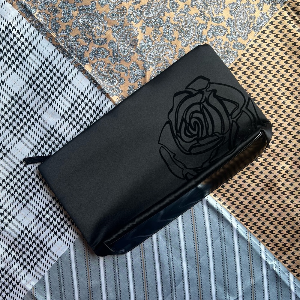Black Clutch with Rose Design